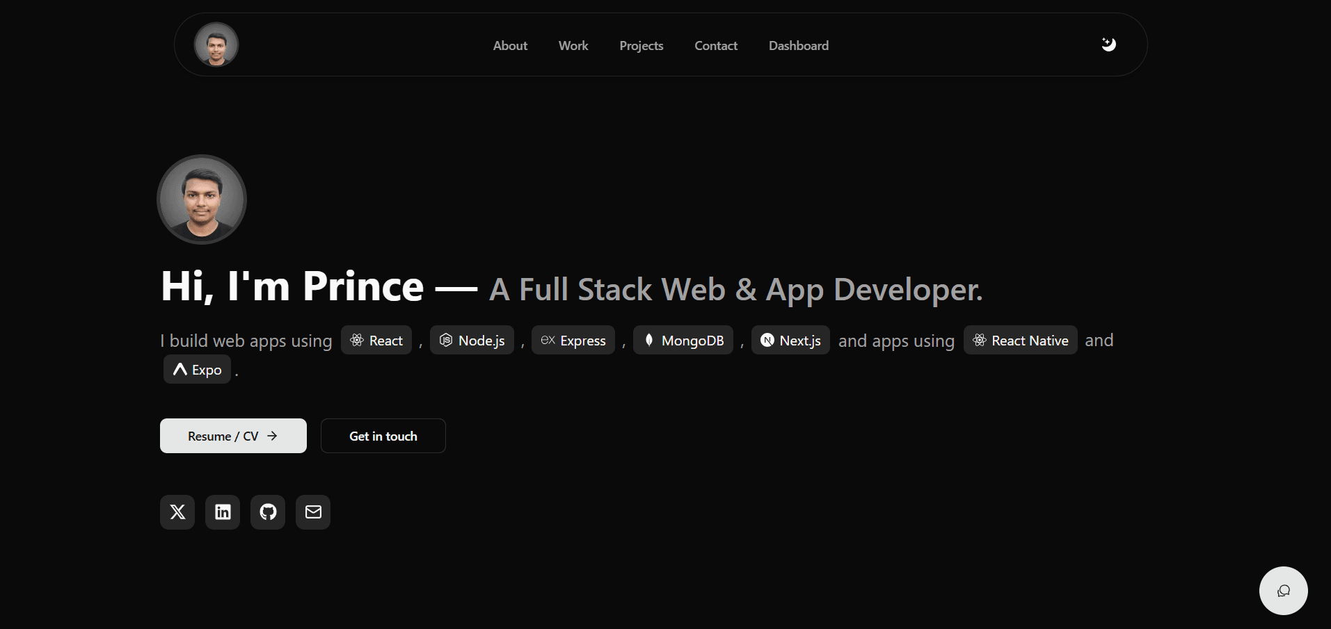 Portfolio Website screenshot 1
